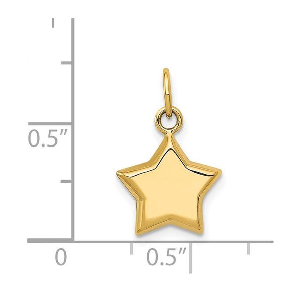 14k Yellow Gold 11mm Puffed Star Charm - Picture 5 of 7
